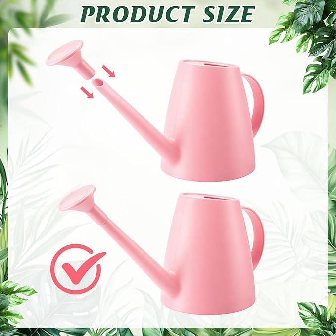 6 Pcs Indoor Watering Can Set 1/2 Gallon Can 6.8 oz Spray Bottle 17 oz Squeeze Bottle Plant Watering Globes Soil Moisture Meter Small Spraying Set for Indoor Outdoor Plants(Pink)