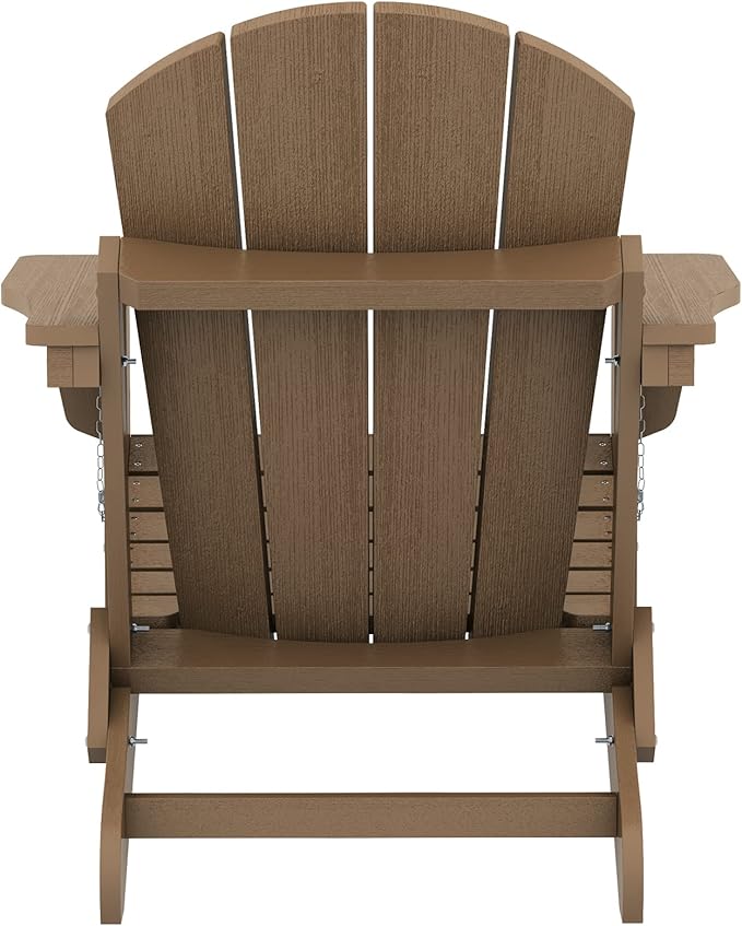 SERWALL Adirondack Chair Set of 6 Folding Adirondack Chairs with Cup Holder for Patio Garden Weather Resistant Outdoors Fire Pit Chairs- Brown