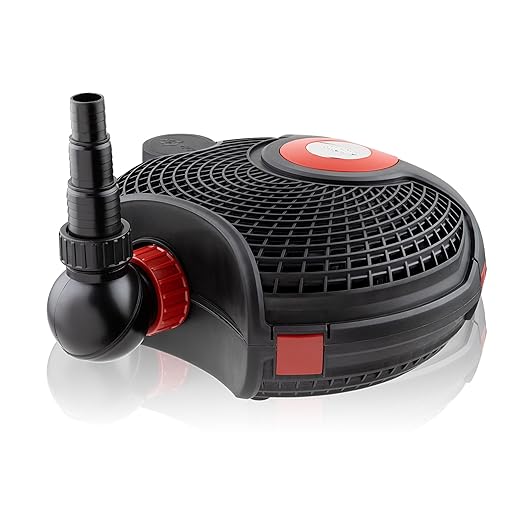 Alpine Corporation PUR5400C Eco-Sphere 5400 GPH Pond Pump with Controller and 33-ft Cord, Energy-Saving, Black/Red