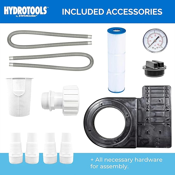 SWIMLINE HYDROTOOLS Model 76071 Sure-Flo Above-Ground Pool Cartridge Filter System - 70 Sq. Ft. Filtration Area, 0.9 THP, 4,500 GPH, 110V/60Hz Single Speed Pump for Pools up to 19,000 Gallons