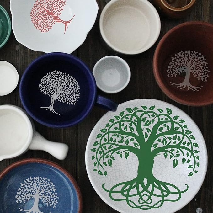 OLYCRAFT 2pcs 8.6x11 inch Tree of Life Silk Screen Printing Stencils Self-Adhesive Silk Screen Stencils Tree Screen Printing Stencils Reusable Mesh Transfers for Painting on Wood T-Shirts Bags