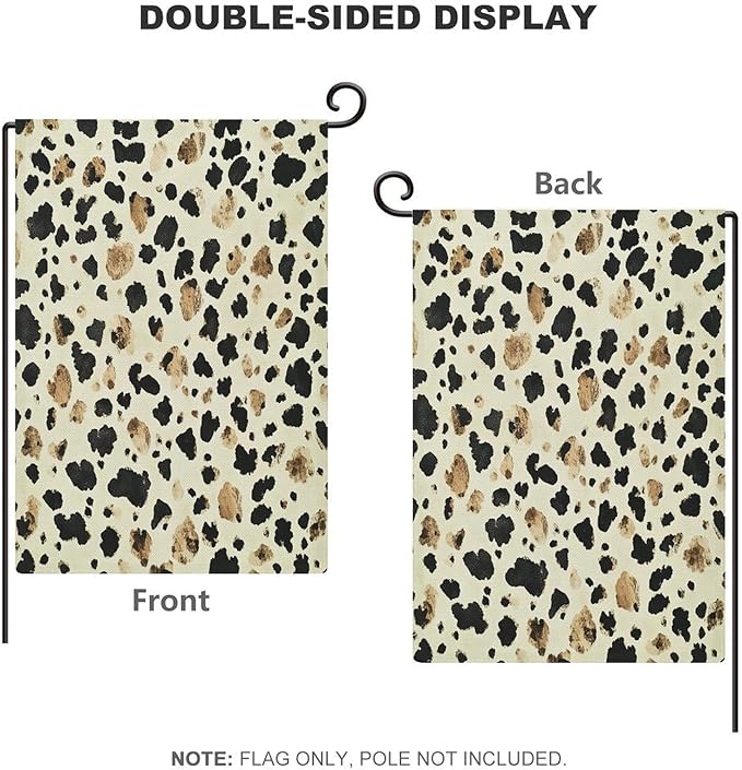 Cow Print Small Garden Flag Double Sided Burlap 12×18 Inch Cow Print Flag Welcome Farmhouse Garden Outdoor Flags Yard Outdoor Decoration