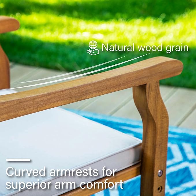 PHI VILLA 9 Pieces Acacia Wood Patio Dining Set for 8, Expandable Teak Dining Table & Wooden Chairs with Cushions, Farmhouse Dining Furniture Set for Outdoor Deck, Yard, Porch
