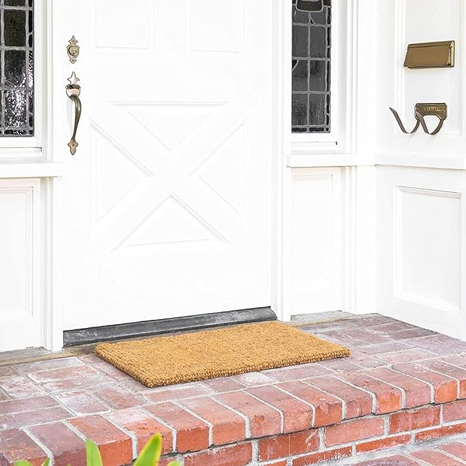 Juvale Coir Doormat - 17" x 30", Brown, Low Pile - Indoor & Outdoor Entryway Welcome Mat for Front Door - Natural Fiber Outdoor Doormat