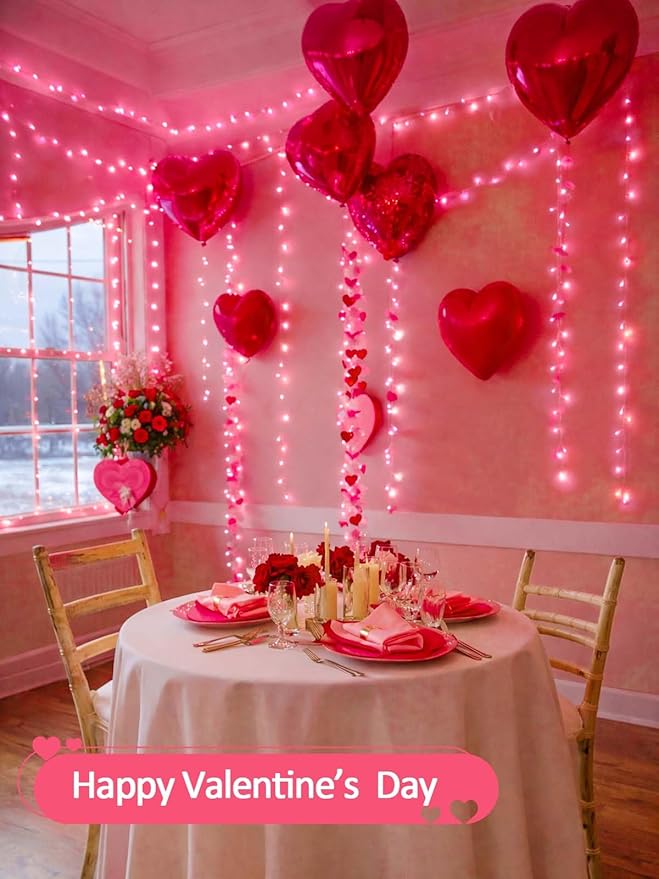 Smart Color Changing Valentines Day Lights with Remote & App Control, 66FT 200LED RGB Light with Timer, Music Sync Multiple Modes Twinkle Christmas Light Waterproof Indoor Outdoor Valentines Day Decor