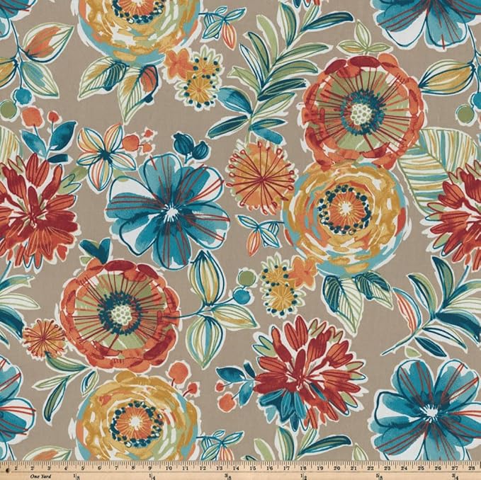 Pillow Perfect Bright Floral Indoor/Outdoor 1 Piece Split Back Chair Cushion Set With Ties, 1 Count, 40.5" x 21", Tan/Blue Colsen