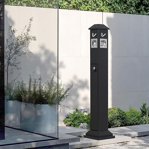 VEVOR Outdoor Trash Can, Weatherproof Lockable Trash Bin with Removable Inner Bucket, Freestanding Commercial Garbage Can, Butt Receptable for Garden, Office, Restaurant, Hotel, Black
