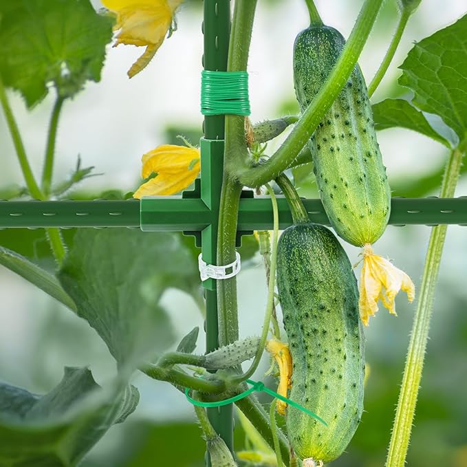 Cucumber Trellis for Raised Bed, U-Shape Garden Trellis for Climbing Plants Outdoor, Adjustable Metal Arch Vegetables Trellis with Climbing Net for Tomato, Bean, Grape, Zucchini