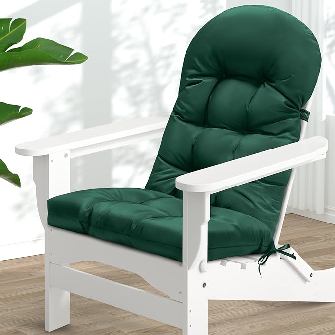 MAGIC ELEPHANT Adirondack Chair Cushion, Memory Foam Outdoor Chair Cushion, Water-Repellent Thick High Back Patio Rocking Chair Pad Seat Cushion Replacement (Green)