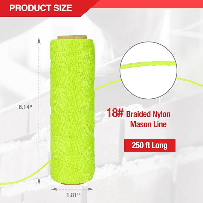 Goldblatt Mason Line, 250 Feet #18 Braided Nylon String, Perfect for Gardening or Masonry Tools