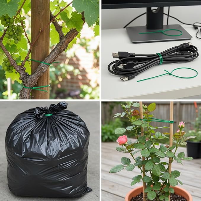 200PCS 8'' Garden Plastic Plant Twist Ties, Twine for Climbing Plants, Multi-Purpose Twist Ties for Bread, Cake Pop, Candy Bags, Cable Organization & Christmas Tree Gardening Decor(Green)