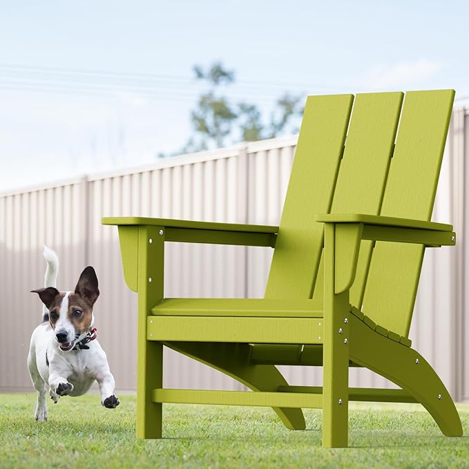 Modern Adirondack Chairs Set of 4, HDPE Plastic Patio Chairs for All Weather, Fire Pit Chair, Outdoor Lawn Chairs for Deck, Porch, Backyard, Garden, Avocado