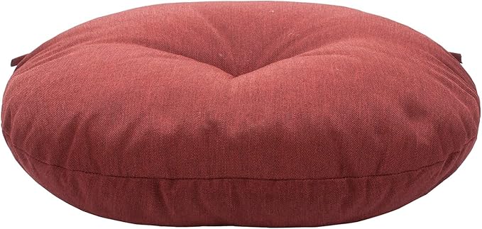 FUNHOME Bistro Chair Cushions 15 inch,Set of 2,Tufted Round Chair Cushions with Ties,15"x15"x4",Water Resistant Round Seat Cushion for Barstool Chairs,Patio Garden Kitchen Outdoor Furniture(Dark Red)