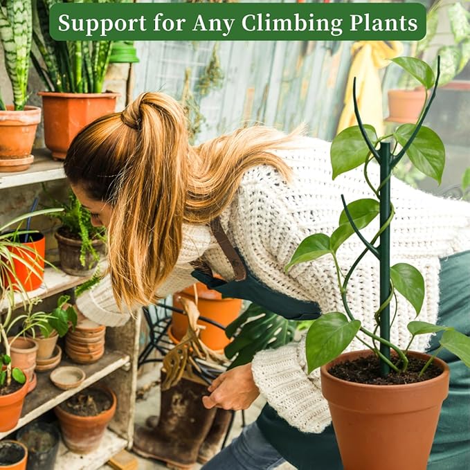 10 Pack Stackable Plant Support Stakes, 75inch Climbing Plant Sticks Structures for Monstera with Garden Ties, Durable Alternative to Moss Pole for Indoor Outdoor Plants