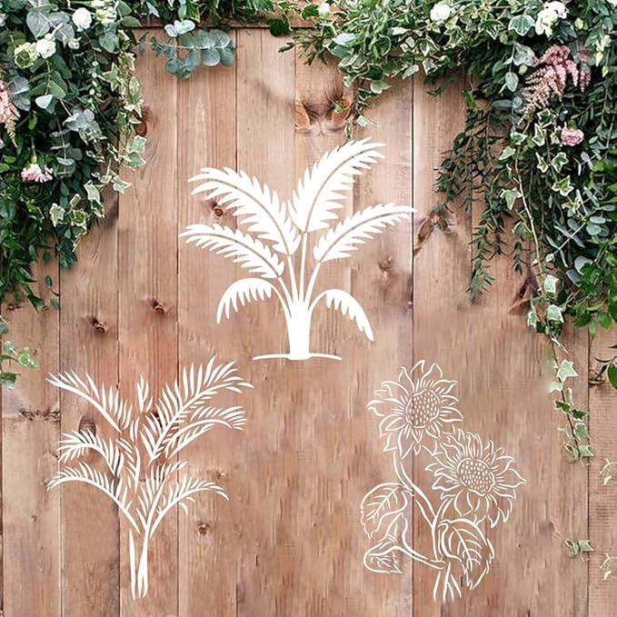 9Pcs Large Plants Stencils Plants Leaf Painting Stencils Reusable Plants Stencil Plastic Art Drawing Templates DIY Crafts Plant Stencil for Painting on Wood Wall Door Canvas Home Decor,7.9 x 7.9inch