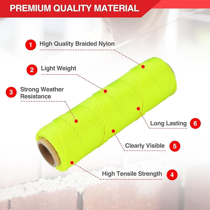 Goldblatt Mason Line, 250 Feet #18 Braided Nylon String, Perfect for Gardening or Masonry Tools