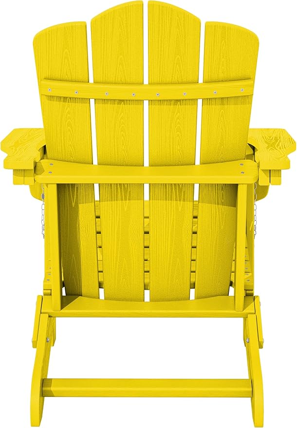 KINGYES Folding Adirondack Chair Set of 6, HDPE All-Weather Folding Adirondack Chair, Yellow