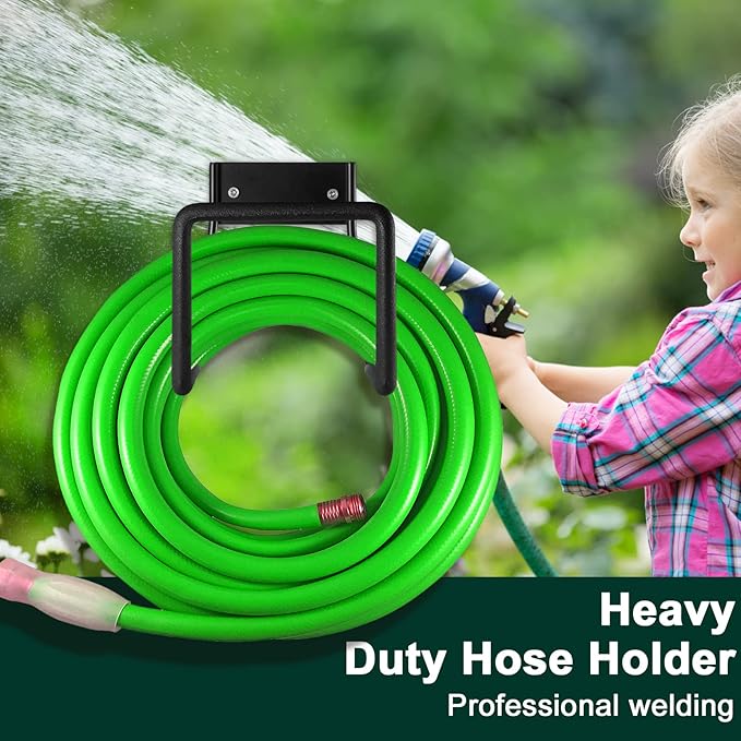 Metal Garden Hose Holder - Wall Mount Heavy Duty Holds Up to 150Ft Hose for Hose Reel/Garden Hose