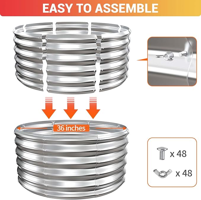 32In Fire Pit Ring, 17'' Tall Heavy Duty Galvanized Steel Wood Burning Fire Pits Insert, DIY In Ground or Above Ground, Outdoor Firepit & Fireplace for Backyard Bonfire, Patio & Camping