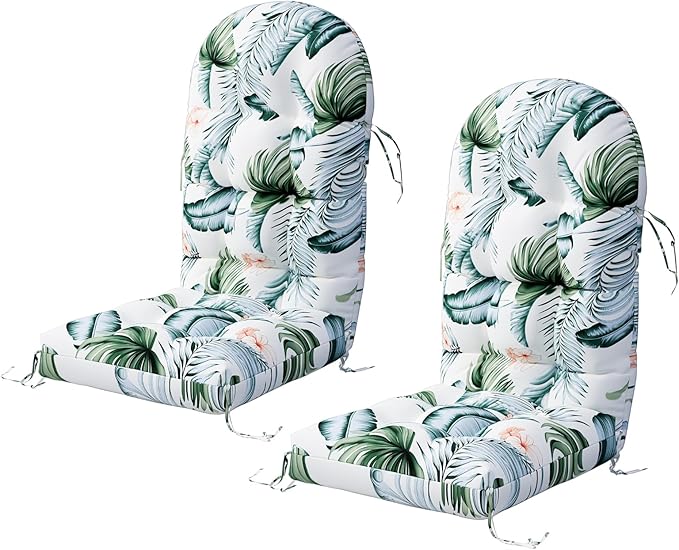 Adirondack Chair Cushion Set of 2, Rocking Chair Cushions, High Back Patio Cushions, Thickened Weather Resistant Patio Cushion with 6 Ties, Non Slip Fade & Waterproof