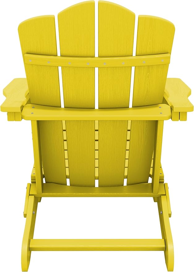 KINGYES Folding Adirondack Chair Set of 8, HDPE All-Weather Folding Adirondack Chair, Yellow