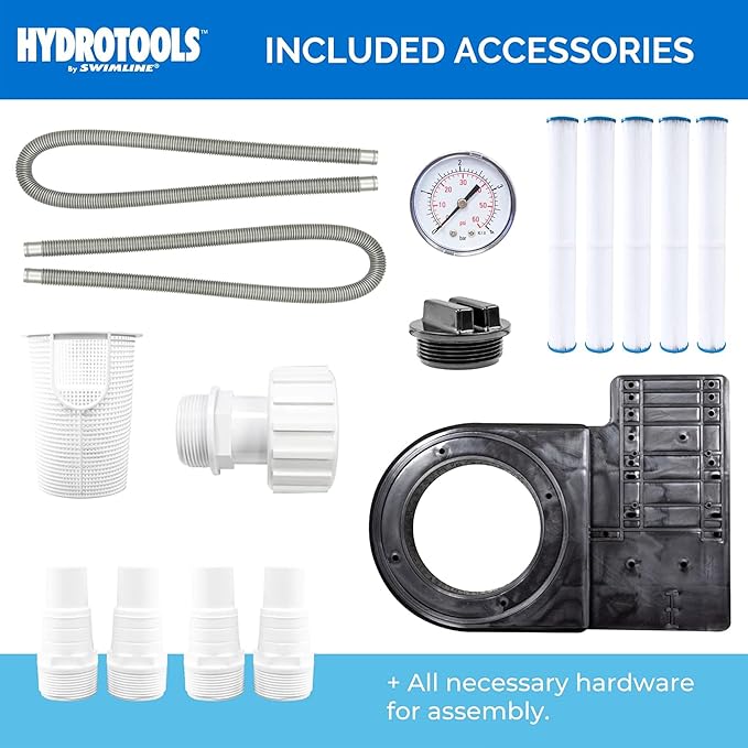 SWIMLINE HYDROTOOLS Model 70151 Extra-Flo Above-Ground Pool Cartridge Filter System - 40 Sq. Ft. Filtration Area, 0.9 THP, 4,500 GPH, 110V/60Hz Single Speed Pump for Pools up to 19,000 Gallons