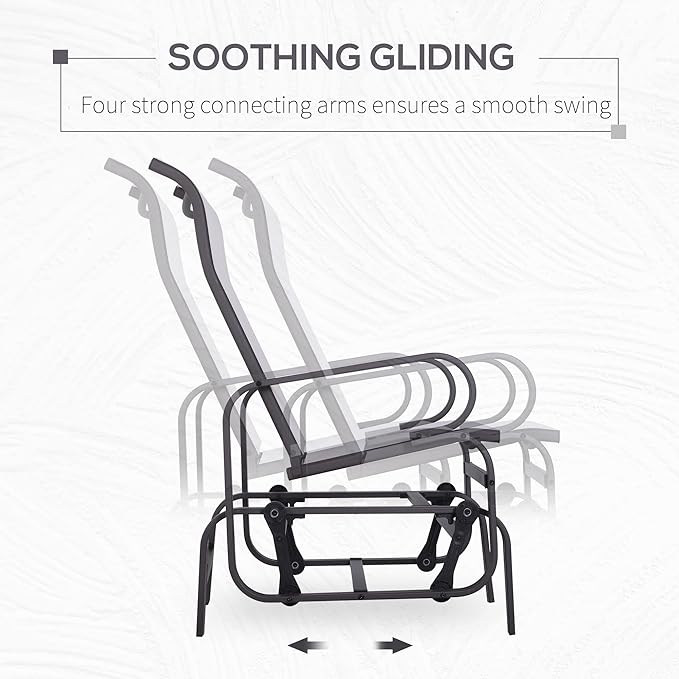 Outsunny Outdoor Glider Chair, Gliders for Outside Patio with Smooth Gliding Mechanism and Lightweight Construction for Backyard, Beige