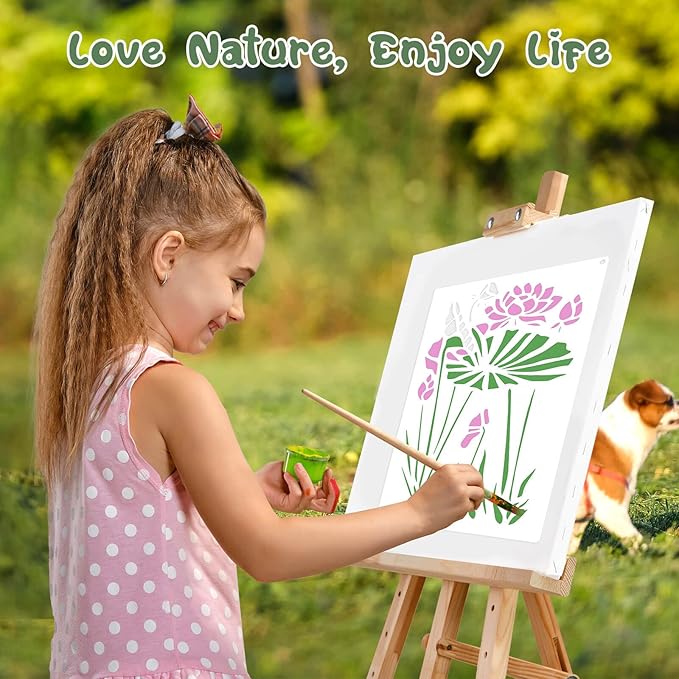 Dayker 15PCS Flower Stencils, Wildflower Leaf Painting Stencils, Reusable PET Art Drawing Templates, DIY Crafts Plant Stencil for Painting on Wood Wall Paper Canvas Home Decor