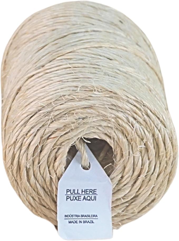 Premium Brazilian Sisal Twine, Natural Fiber 100% Sisal, Heavy-Duty, Ultra Durable, Ideal for DIY Projects, Home Decor, Gardening, Crafting, Gifting, Wrapping (410 ft / 125 m Coil)