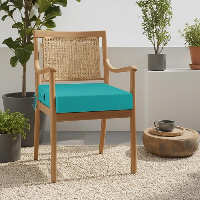 idee-home Outdoor Cushions for Patio Furniture, Outdoor Seat Cushion, Waterproof Hampton Bay Deep Seat Replacement Couch Chair Cushions for Garden Lawn Backyard Deck, Blue 24 x 26