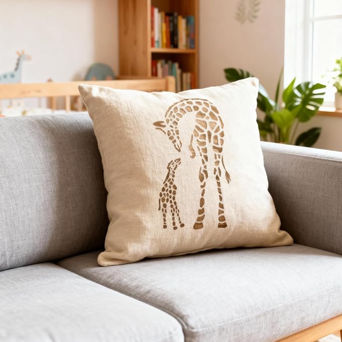 TIAMECH A4 Reusable Giraffe Stencil for Painting - Mum and Son Giraffe Layering Template, DIY Wall Art, Wood Furniture, Scrapbook & Crafts (8.3x11.7inch)