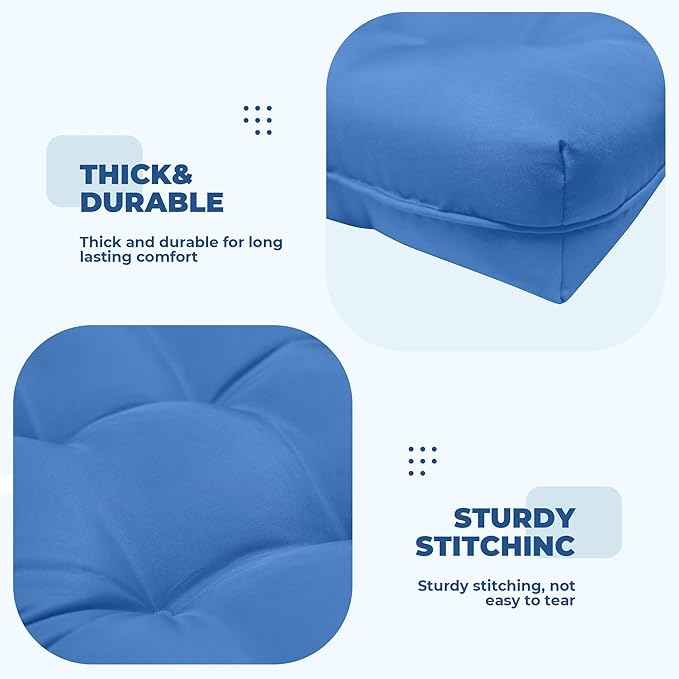 Wicker Chair Cushions, Waterproof Outdoor Loveseat Cushions for Patio Furniture, Tufted Wicker Furniture Cushions, 1 Loveseat and 2 U-Shaped Cushions, Royal Blue
