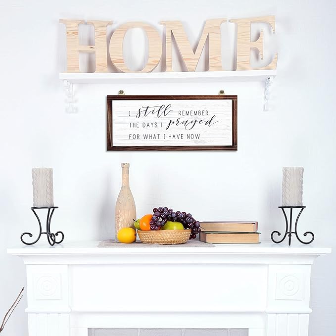 I Still Remember the Days I Prayed for What I Have Now Rustic Hanging Wood Wall Sign Retro Vintage Home Decor Wooden Farmhouse Plaque for Garden Home Farmhouse(White Background)