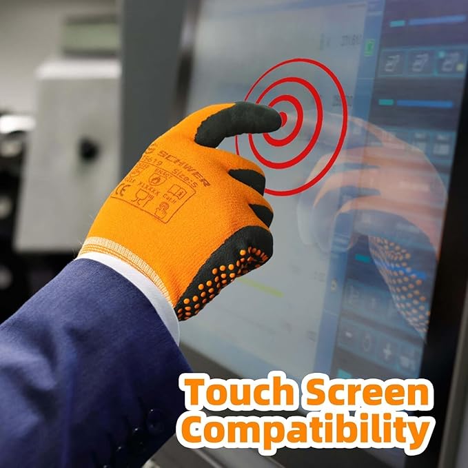 Schwer 12 Pairs LT5619 Work Gloves Micro-Foam Nitrile Coated, Level 4 Abrasion Resistant Nylon Working Gloves with Micro Dot Grip for Men Women, Touchscreen, for Automotive Electronic Assembly, Small