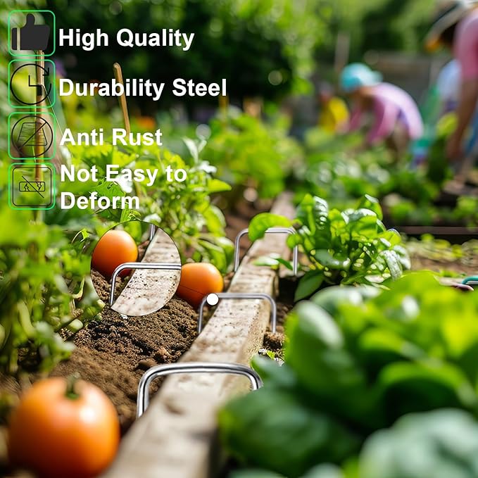 50 Pack Lawn Staples, Premium Garden Landscape Staples, Galvanized Heavy-Duty Gauge Stakes, U-Shaped Tent Stakes, Anti-Rust Fence Netting Pins Ground Spikes, Sod Pins