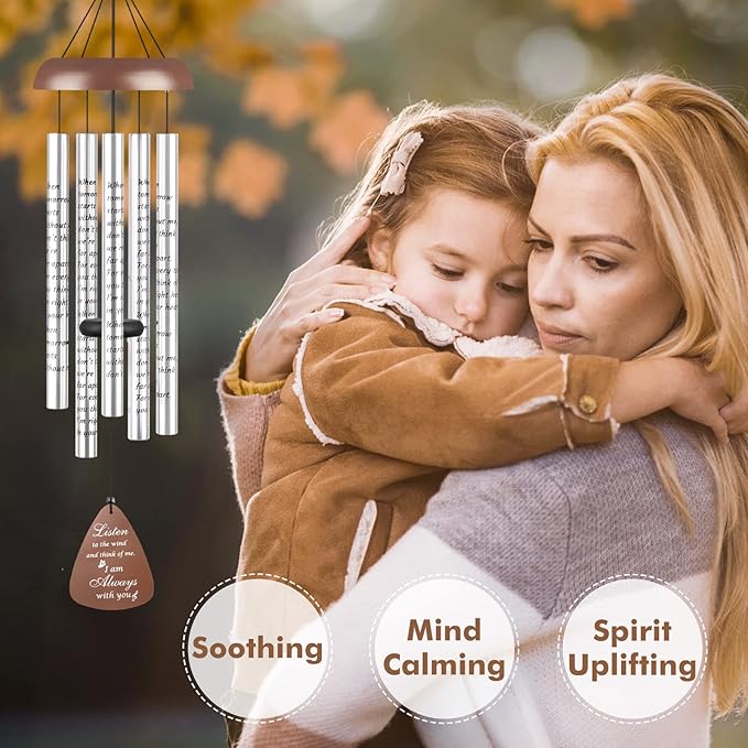 Sympathy Gift Wind Chimes for Outside - Memorial Wind Chimes for Loss of Loved One, Memorial Gifts for Loss of Mother Father, Bereavement Gifts in Memory of Loved One for Condolence Remembrance, Brown