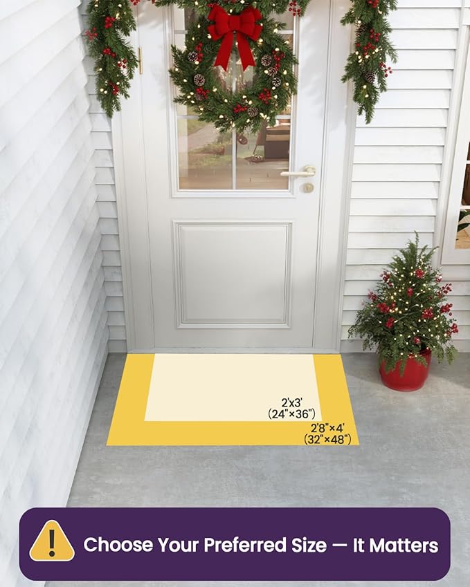 DEXI Christmas Front Door Mat Outside Entrance, 32x48 ft Winter Snowman Welcome Entryway Doormat Dirt Trapper, Heavy Duty Non Slip Entry Mats for Patio Garage Porch Home, Black White