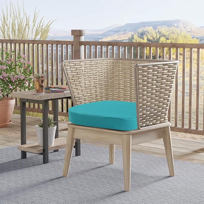 idee-home Outdoor Chair Cushions Set of 4, 17" x 17" x 3" Thick D-Shaped Patio Furniture Outdoor Seat Cushions Waterproof with Ties, Dining Pads