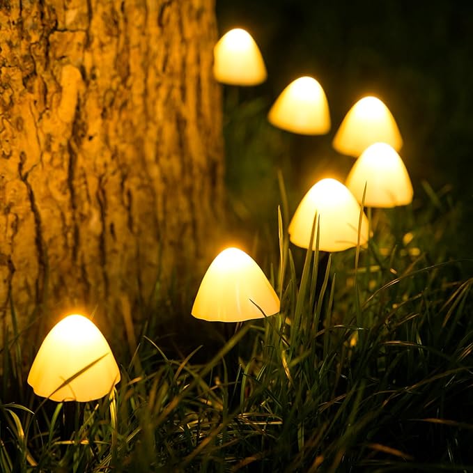 JMEXSUSS Solar String Lights Outdoor Waterproof, Solar Christmas Lights for Garden Patio Yard Tree Party Christmas Decorations, Mushroom