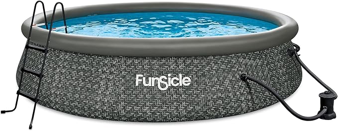 Funsicle Quickset 14ft x 36in Round Inflatable Above Ground Swimming Pool with Filter Pump – Easy Setup with Top Ring Design