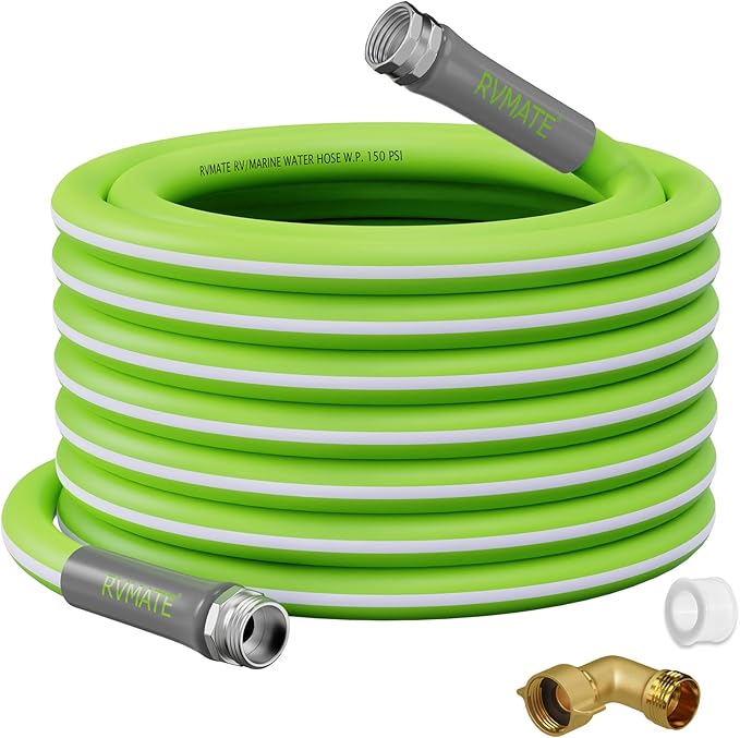 RVMATE RV Water Hose 75FT, 5/8” Inner Diameter Drinking Water Hose Lead-ree, No Leaking Garden Hose For RV/Trailer/Camping, RV Accessories