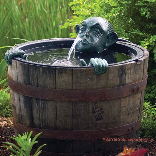 Aquascape Man in Barrel Spitter Fountain Head and Hands, Whimsical Deocorative Pond Water Feature Accent, 78315