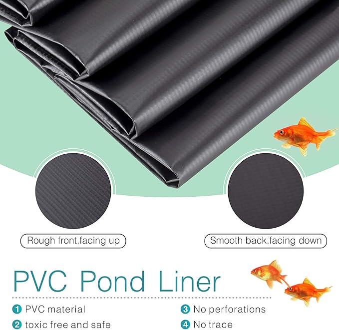 hygger Pond Liner - 7 by 10ft Fish Pond Liners for Outdoor Ponds, 14.5 Mil PVC Soft Pond Liner for Fish Ponds, Water Features, Garden Water Fountains, Waterfalls