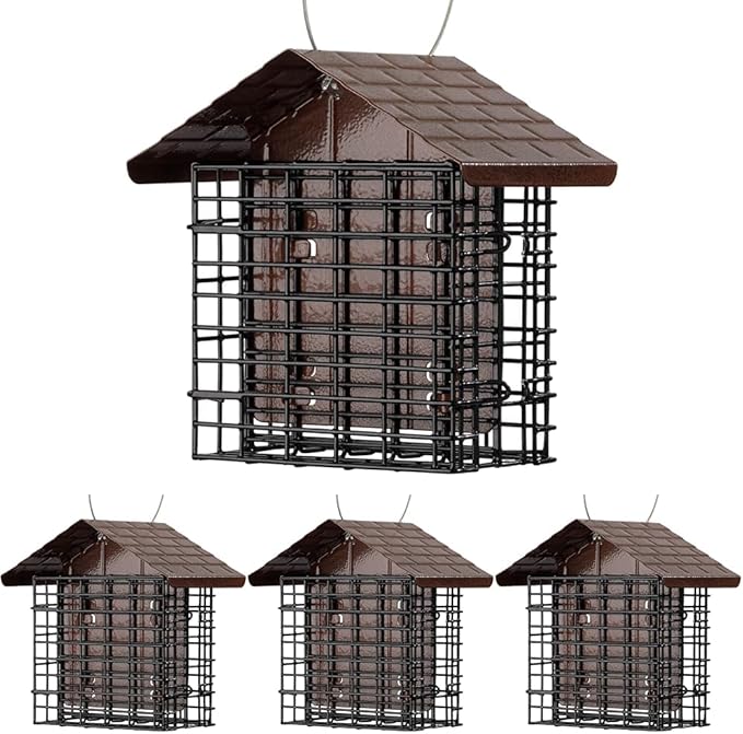 More Birds Double Suet Feeder with Weather Guard,6.5" L X 4.25" W X 7.25" H,Brown,(Pack of 4)