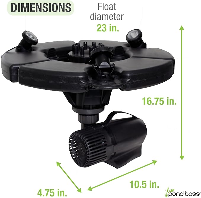 pond boss PRO Floating Fountain with Lights, 1/2 hp, 5000 GPH pump