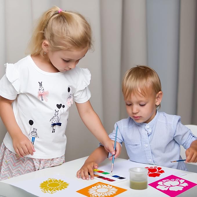 24 Pieces Spring Stencils for Kids 8 Inches Summer Drawing Chalk Stencils Large Washable Garden Flower Butterfly Themed Primary Shape Template for Kids Toddlers Preschooler