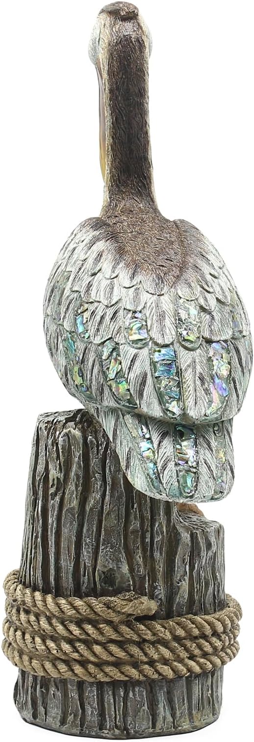 Lukitas Standing Pelican Statue and Sculpture Decor, Nautical Coastal Beach Bird Figurine, Creative Decorative Ornament for Home Garden Yard Lawn Outdoor, Resin 14''
