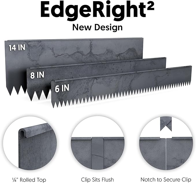 Edge Right - Hammer-in Landscape Edging - 48-inch Strips - 14-inch Depth 1/4-inch Rounded top COR-Ten Steel (5 Pack)