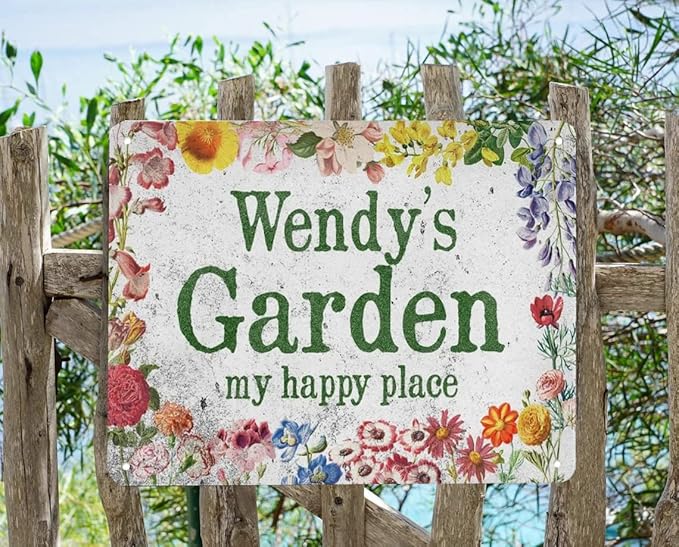 Customize Metal Signs with Name Garden Sign Personalized Waterproof Vintage Decorative Metal Print for Wall Decor Home Garden Ideas Gifts Made in USA