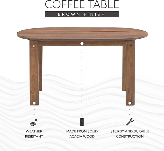 Linon Coffee Table, 18.11D x 35.24W x 18.11H in, Acorn
